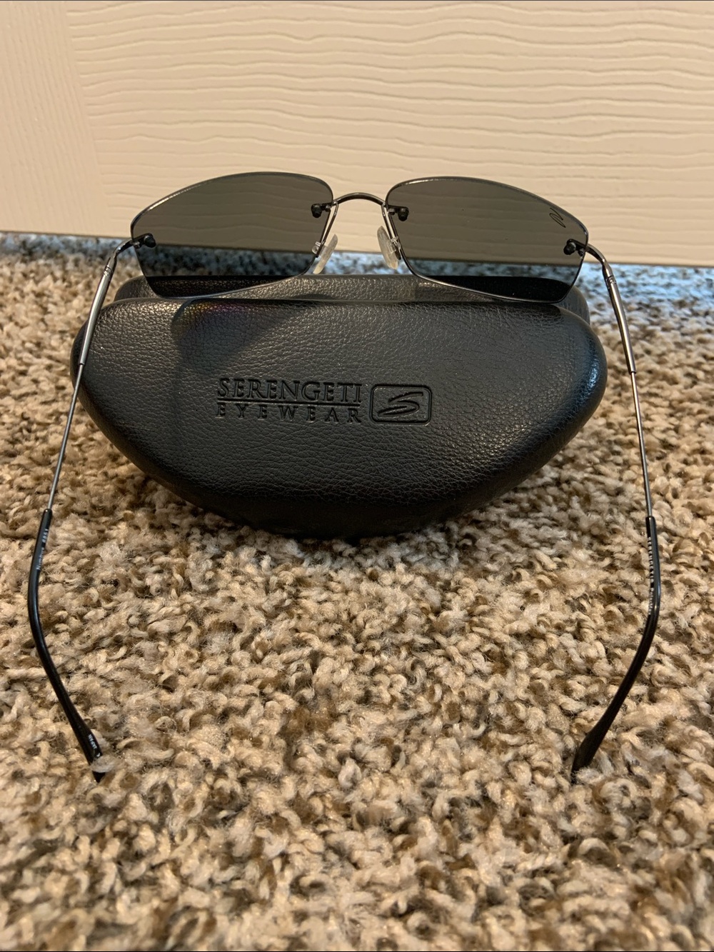 Serengeti Rimless Sunglasses with Dark Gray Lenses - Picture 2 of 9